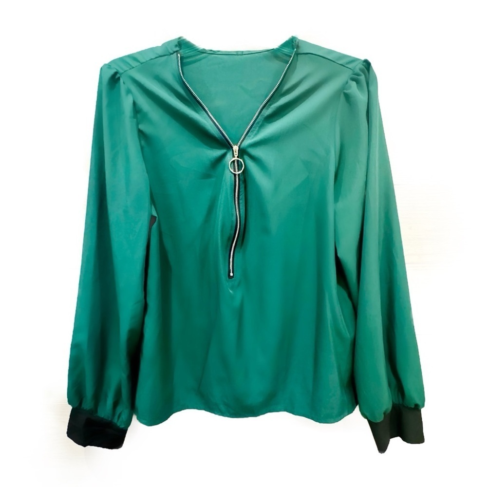 Shein flowy chiffon zipper front top - Picture 2 of 6